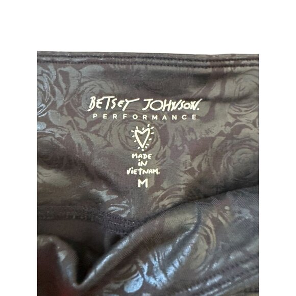 BETSEY JOHNSON Performance Rose Print Shine Crop Leggings Size Medium NEW NWT - Picture 2 of 7